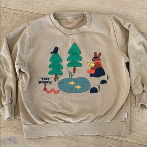 Tiny Cottons Beige Graphic Sweatshirt, size 10